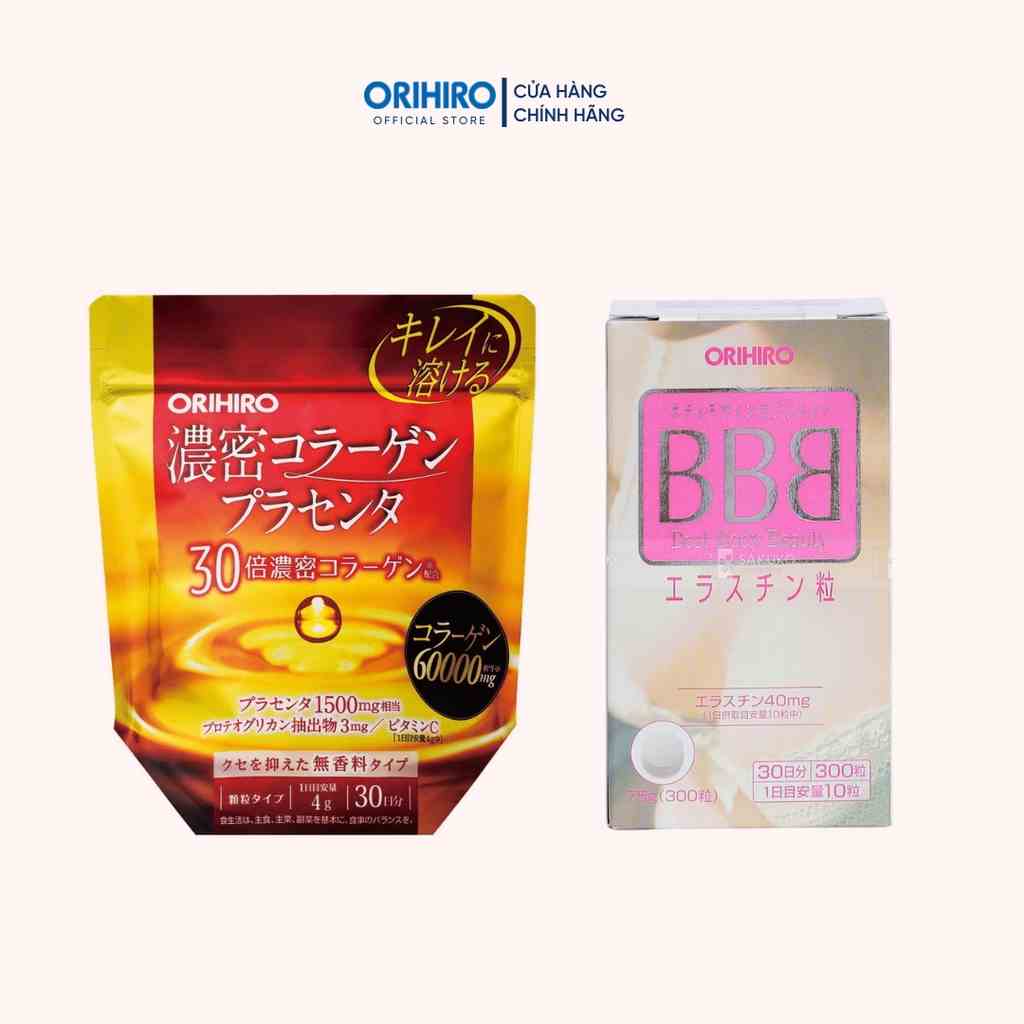 Combo Viên uống Tăng vòng 1 và Đẹp da Orihiro ( BBB + Collagen 60000mg )