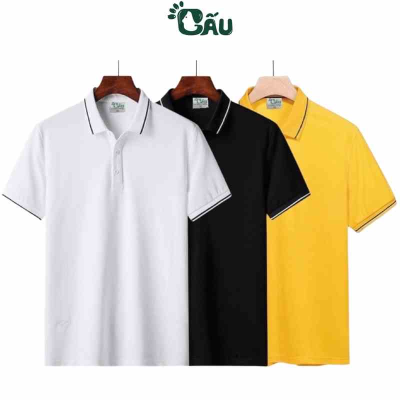 Áo thun Polo GẤU 194 vải cá sấu Viền poly thoáng mát, co dãn 4 chiều, sang trọng lịch lãm, form gerular fit - 1 Sọc