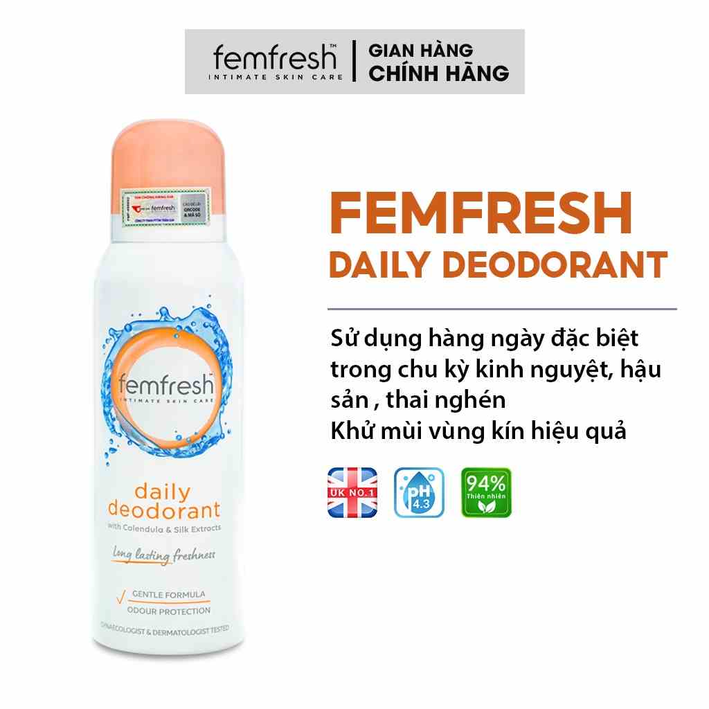 Xịt Thơm Mát, Khử Mùi Vùng Kín Lưu Hương Suốt 24h Femfresh Deodorant Spray 125ml