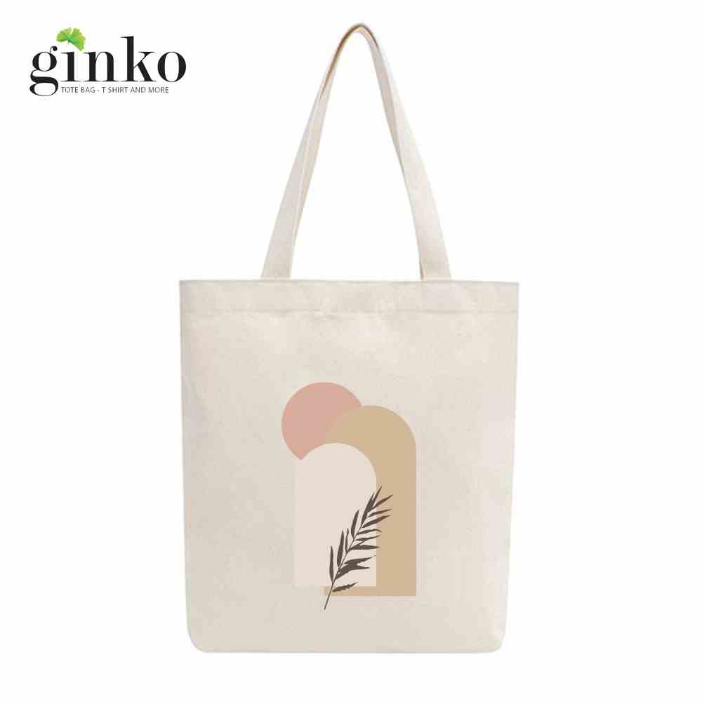 [Mã BMLTA35 giảm đến 35K đơn 99K] Túi Tote Vải Mộc GINKO Dây Kéo In Hình Minimalism Art M37