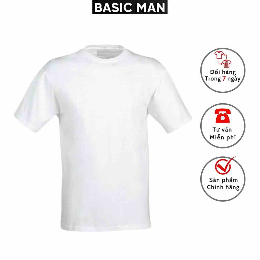 Áo phông nam tay ngắn BASIC MAN vải cotton bông cổ tròn form rộng thoáng mát - APN BM 001