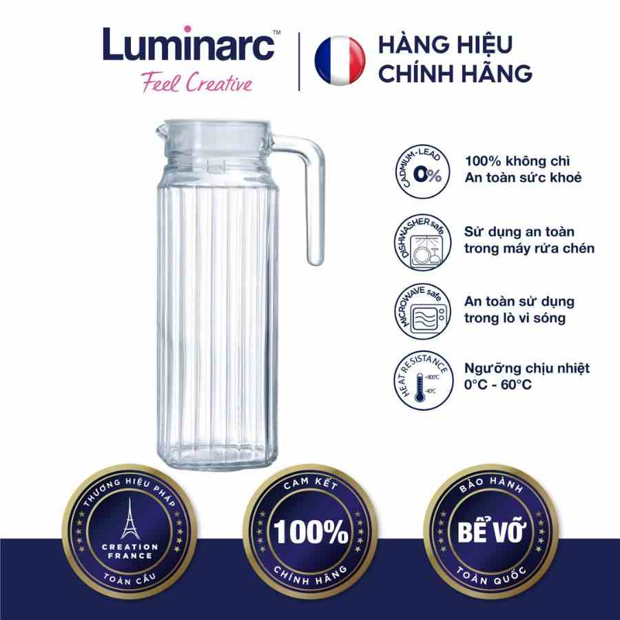 [Mã BMLTB35 giảm đến 35K đơn 99K] Bình Nước Thuỷ Tinh Luminarc Quadro 1.1L- LUQUG2666