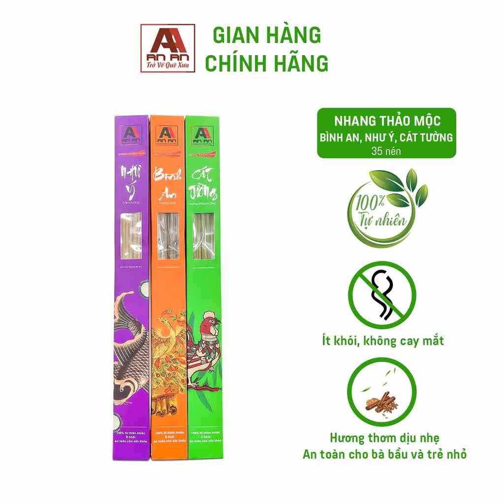 Nhang Sạch AN AN dài 38cm hương Trầm cao cấp 36 nén tiết kiệm hơn phù hợp cho mọi không gian linh thiêng