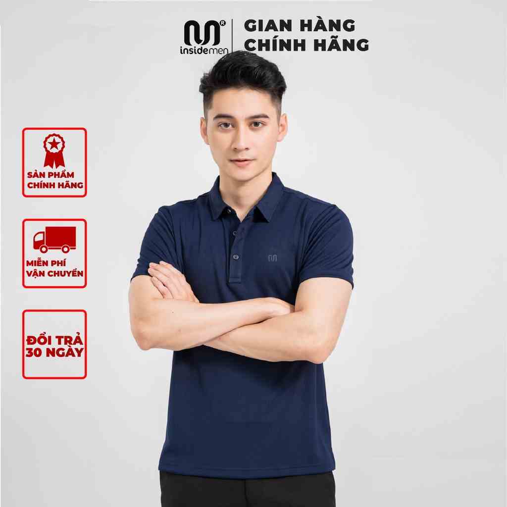 Áo polo nam INSIDEMEN dáng Regular Fit ôm nhẹ thoải mái chất liệu vải dệt tạo độ thoáng khí thấm hút IPS027S1