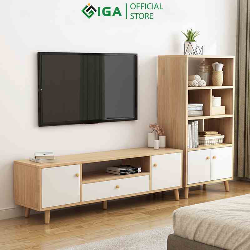 Kệ tivi thông minh để sàn gỗ MDF phủ melamin phong cách Nordic thương hiệu IGA - GP122