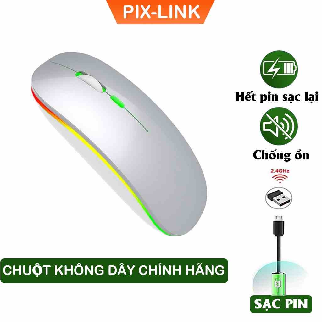 [Mã BMLTB200 giảm đến 100K đơn 499K] Chuột không dây tự sạc pin PIX-LINK M402 không tiếng click, Led đổi màu, DPI1600