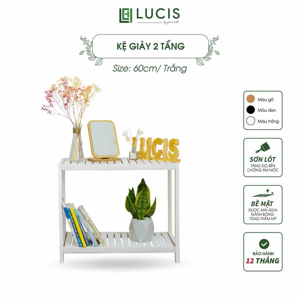 [Mã BMLTB200 giảm đến 100K đơn 499K] Kệ để đồ đa năng 2 tầng LUCIS màu trắng size 60cm