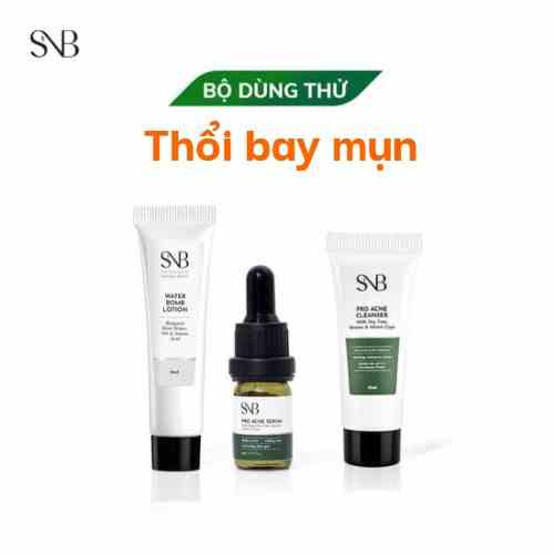 Bộ Sản Phẩm Mini Size Chăm Sóc Da Mụn Gồm Sữa rửa mặt SNB 10ml, Nước dưỡng SNB 10ml và Serum Bôi Mụn SNB 5ml