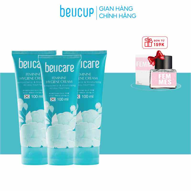 Combo 3 chai dung dịch vệ sinh phụ nữ BeUcare 100ml hương bạc hà, làm sạch dịu nhẹ, an toàn cho da