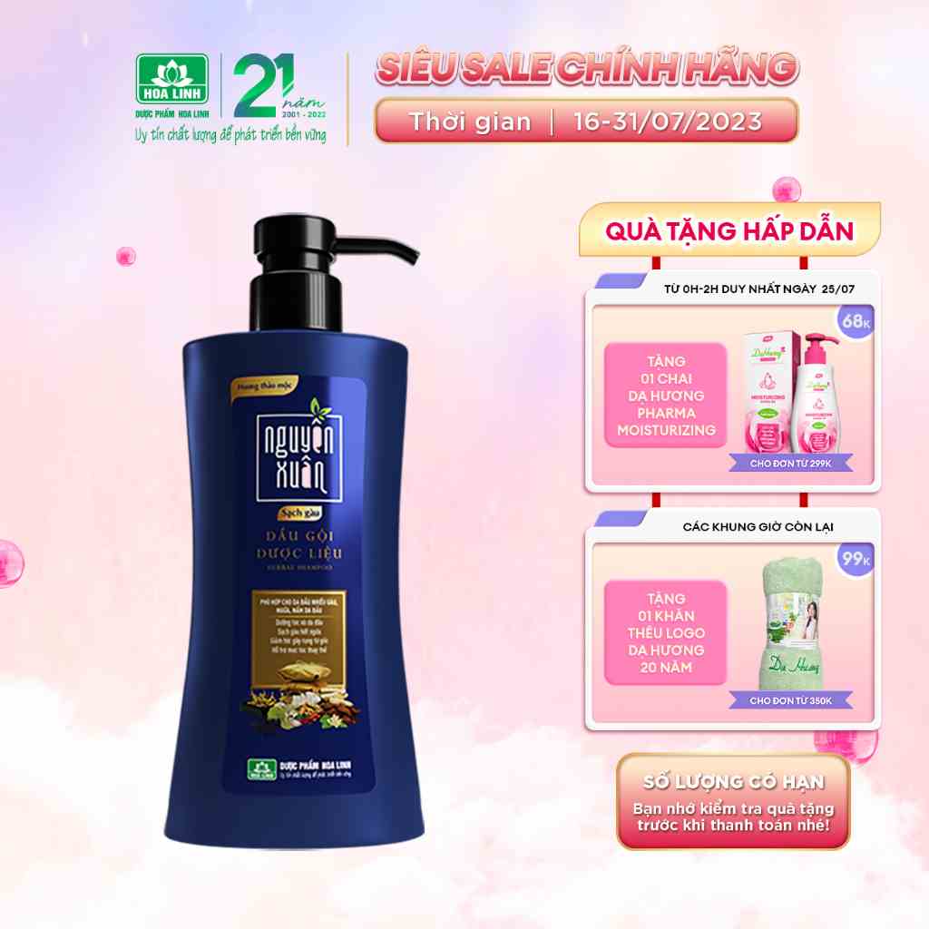 Dầu gội Dược liệu Nguyên Xuân Sạch Gàu 350ml - Tặng thêm 10% thể tích giá không đổi