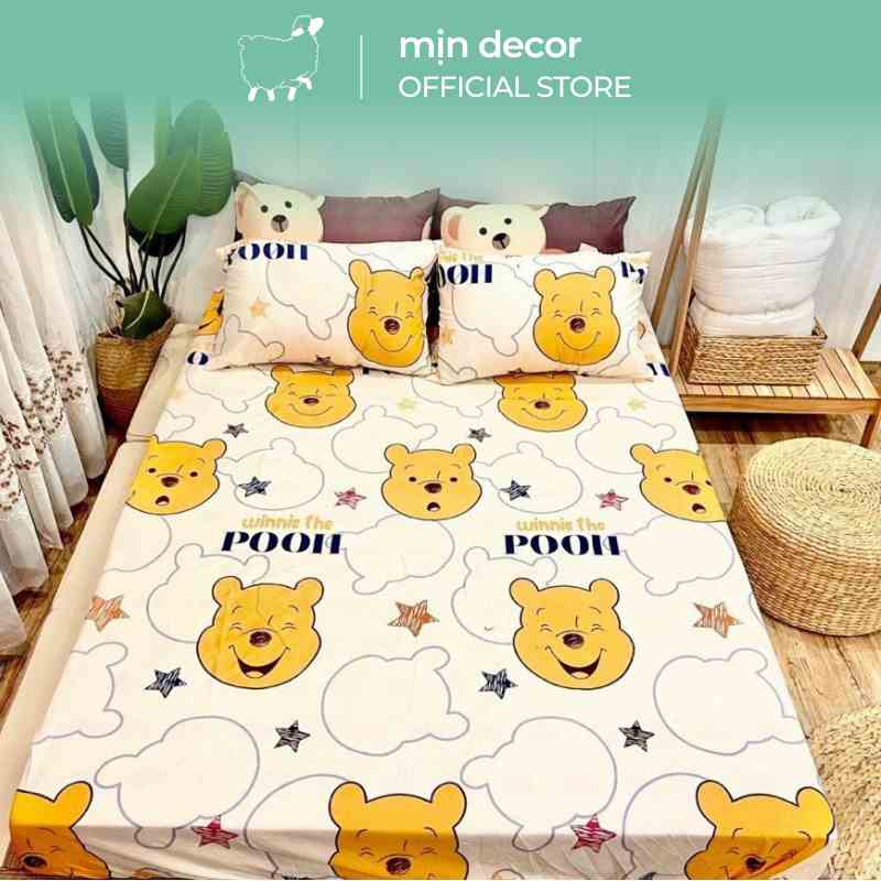 [Mã BMLTA35 giảm đến 35K đơn 99K] Bộ ga gối cotton 3D mềm mại MỊN DECOR bo chun miễn phí