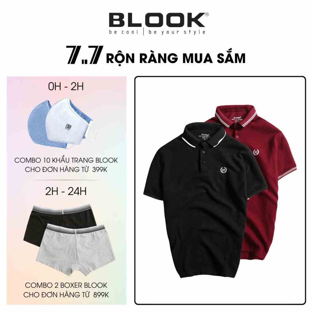 Áo Polo nam premium BLOOK chất vải thun gân mềm mại co giãn mã 32093