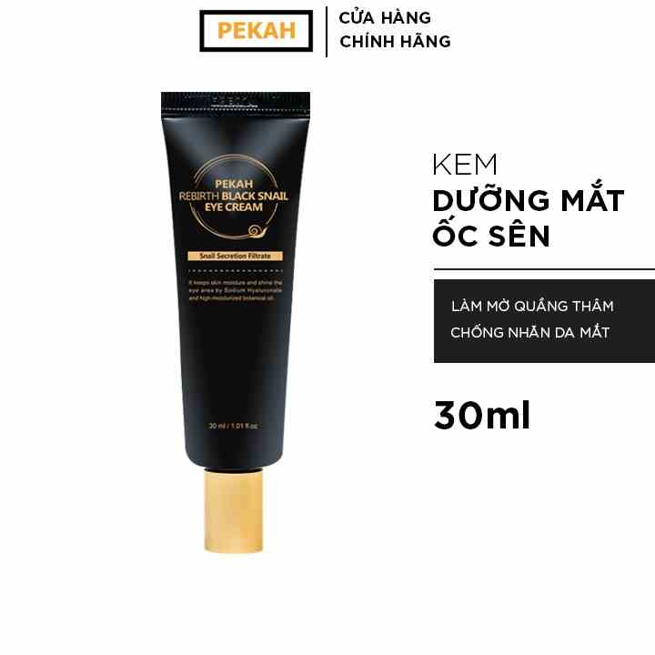 Kem mắt ốc sên PEKAH giảm quầng thâm rebirth black snail eye cream 30ml Pekah Official Store