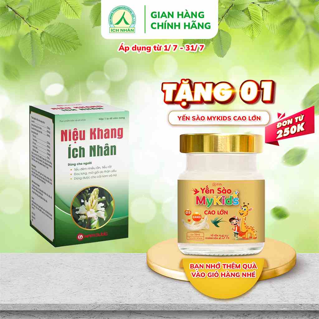 Niệu Khang Ích Nhân bổ thận, giảm triệu chứng tiểu nhiều, tiểu rát do thận yếu lọ 40 viên NKI