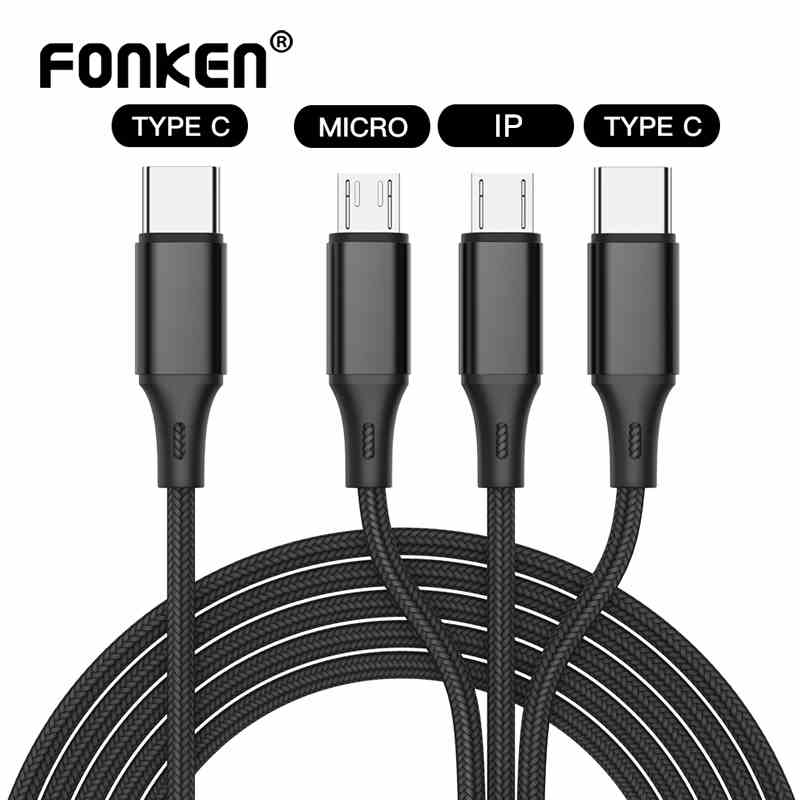 Cáp Sạc PD Fonken 3 Trong 1 Type C Sang USB-C / Micro USB / iOS