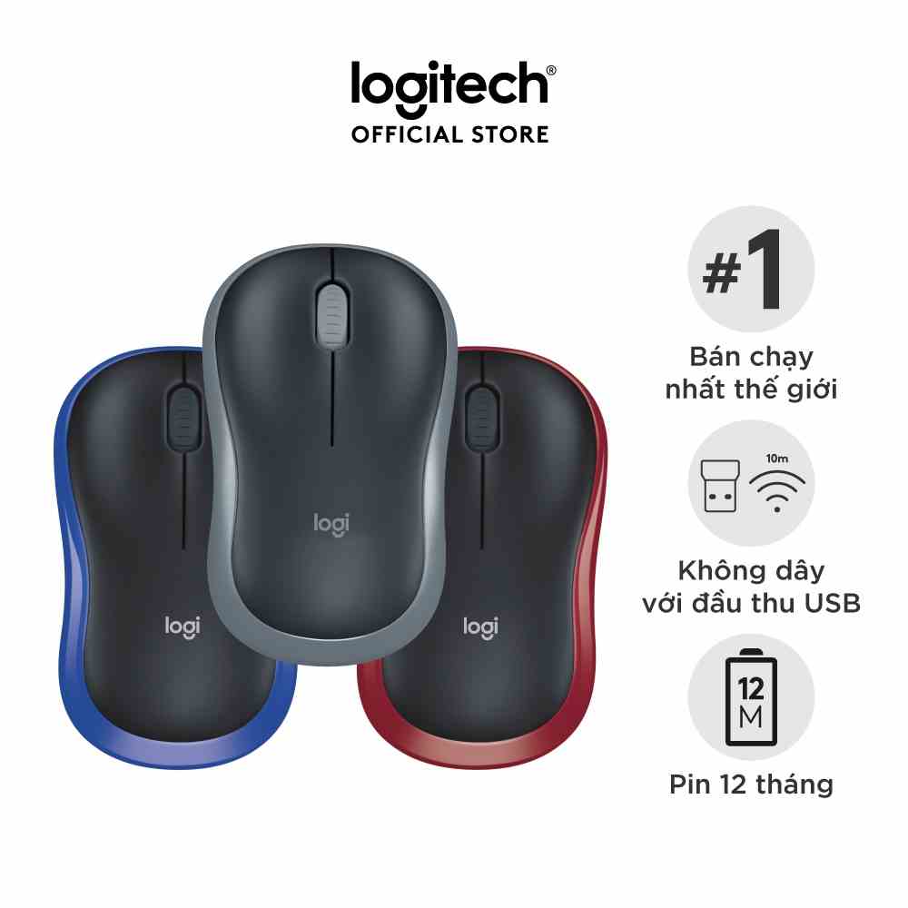 [Mã ELLOGIWL9 giảm 10% đơn 500K] Chuột không dây Logitech M185 - USB, nhỏ gọn, thuận cả 2 tay, phù hợp PC/Laptop