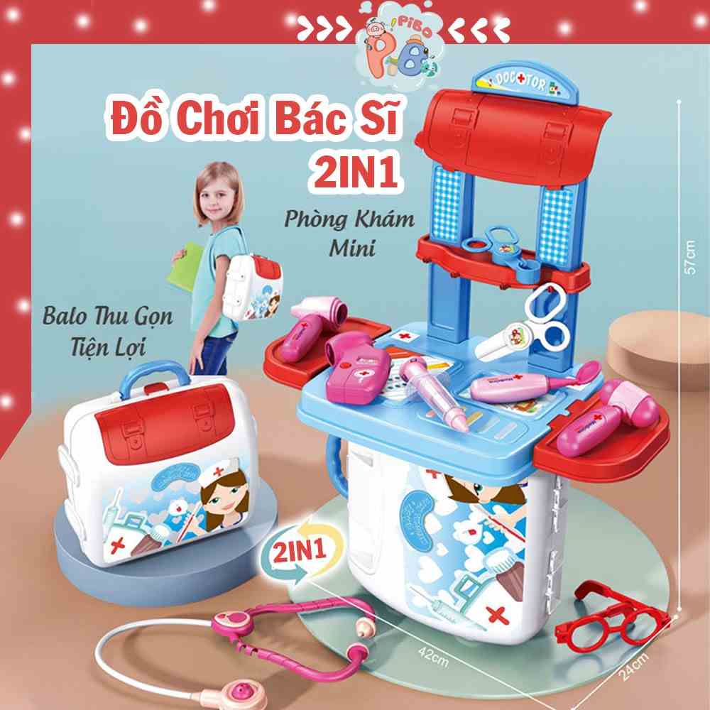 Đồ Chơi Bác Sĩ 2IN1 - Vali Bé Học Khám Bệnh - 20 Chi Tiết - Đồ Chơi Nhập Vai - PiBo