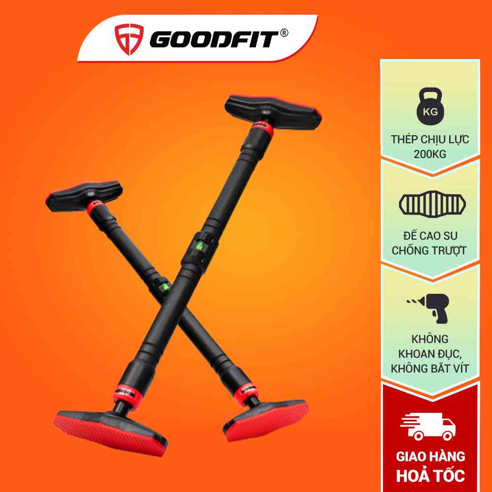 Thanh xà đơn gắn cửa, xà đơn treo tường GoodFit chịu lực 200kg, chốt khóa chông trượt tập luyện tại nhà GF201PU