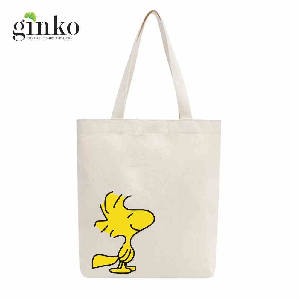 [Mã BMLTA35 giảm đến 35K đơn 99K] Túi Tote Vải Mộc GINKO Dây Kéo In Hình Woodstock Snoopy M21