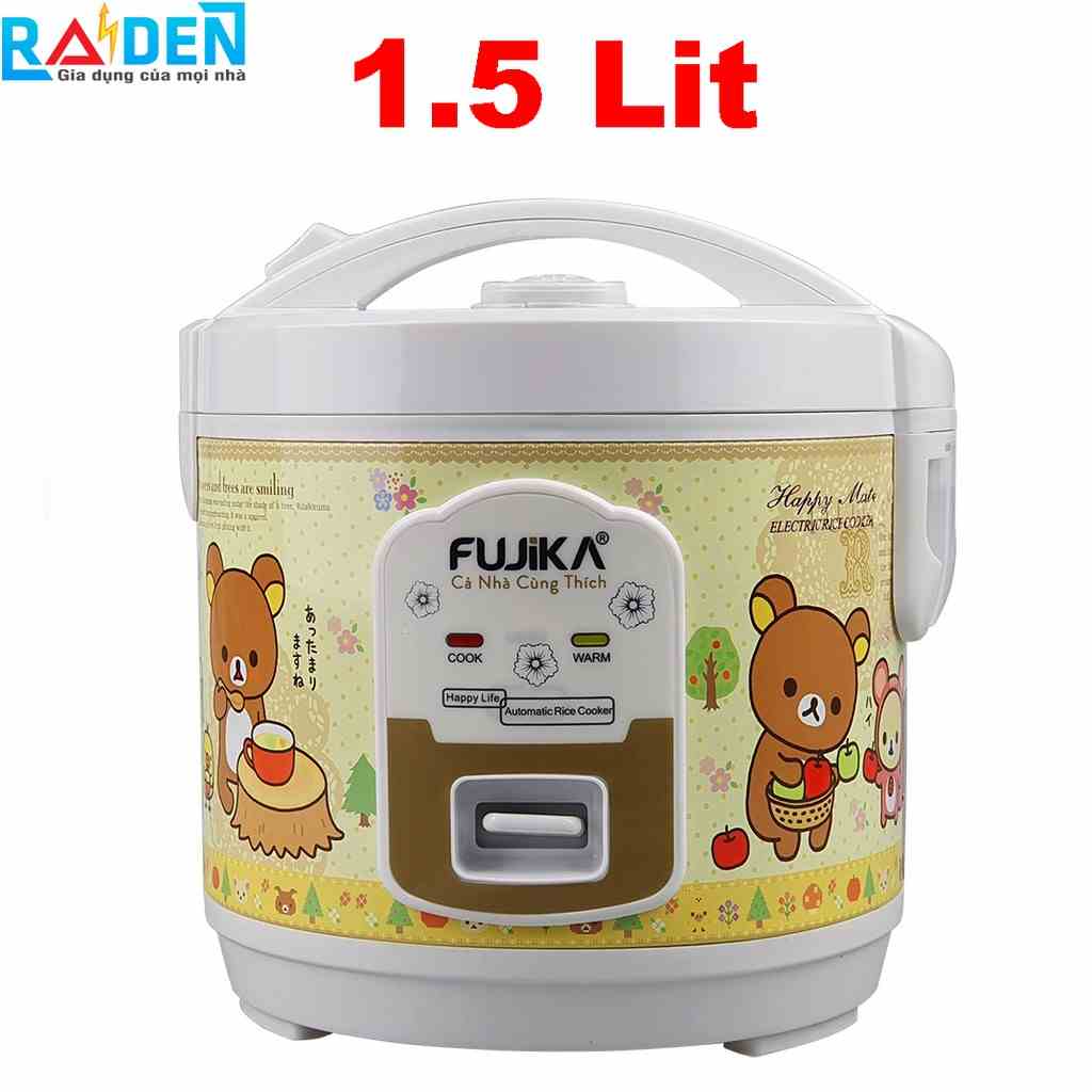 Nồi cơm điện nắp gài 1L Fujika FJ-NC1505 dành cho 2 - 3 người ăn - Họa tiết ngẫu nhiên