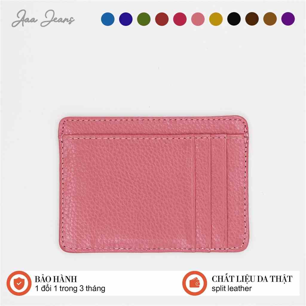 Ví Đựng Thẻ Card Holder Da Thật Genuine Leather Kiểu Dáng Thanh Lịch Aaa Jeans