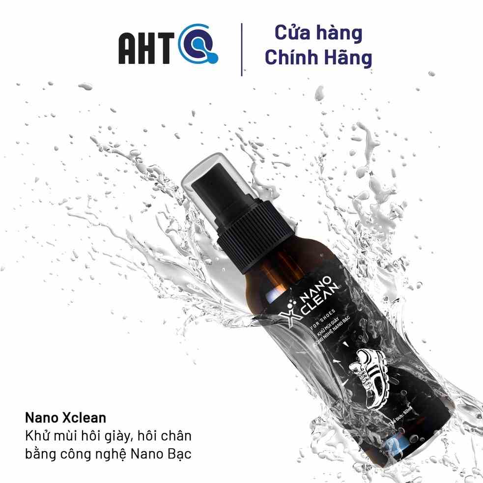 Xịt Khử Mùi Giày Nano Xclean Nano Bạc AHTC 50ml Khử Mùi hôi giày hôi chân, Diệt Khuẩn Giày Dép