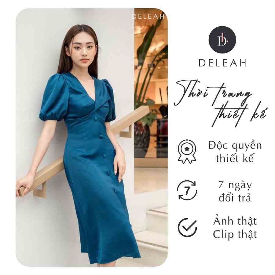 De Leah - Đầm ôm midi xoắn nơ ngực - Thời trang thiết kế