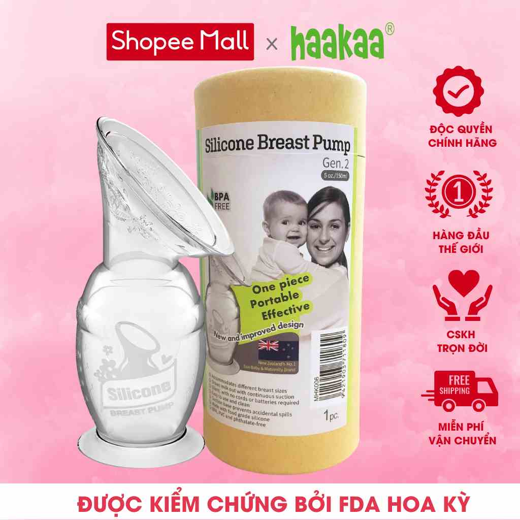 Cốc Hứng Sữa Gen.2 Haakaa. Hút Sữa Rảnh Tay. Thay Thế Máy Hút Sữa. Chất Liệu Silicone Cấp Thực phẩm Cao Cấp, An Toàn