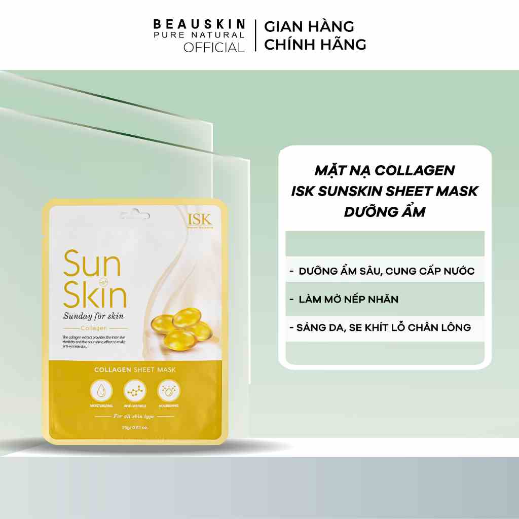 [Mã BMLTB35 giảm đến 35K đơn 99K] Mặt Nạ Collagen ISK SunSkin Sheet Mask Dưỡng Ẩm, Sáng Da 23ml IMASK0200110