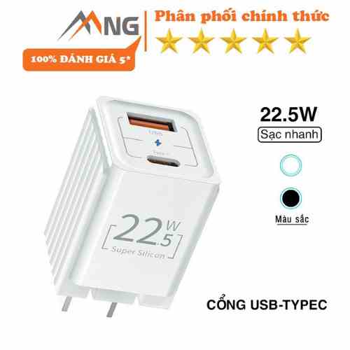 Củ sạc nhanh Rockspace T66 mini, 2 cổng sạc nhanh chuẩn PD 22.5W, ổn định, không nóng máy, hàng chính hãng