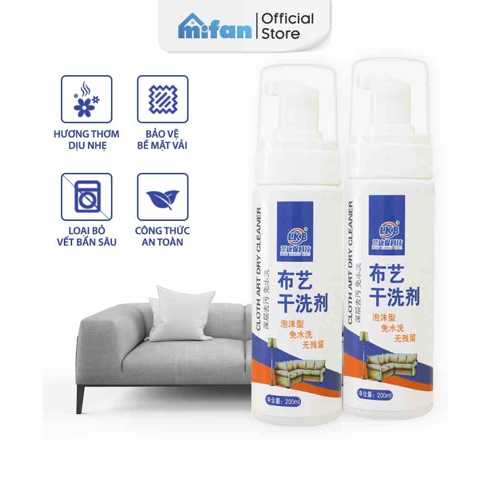 Bình Xịt Vệ Sinh Sofa LKB 200ml - Tẩy Sạch Vết Bẩn Sofa Vải, Dạ, Nhung, Rèm Cửa, Thảm, Ghế Ô Tô, Xe Hơi - MIFAN