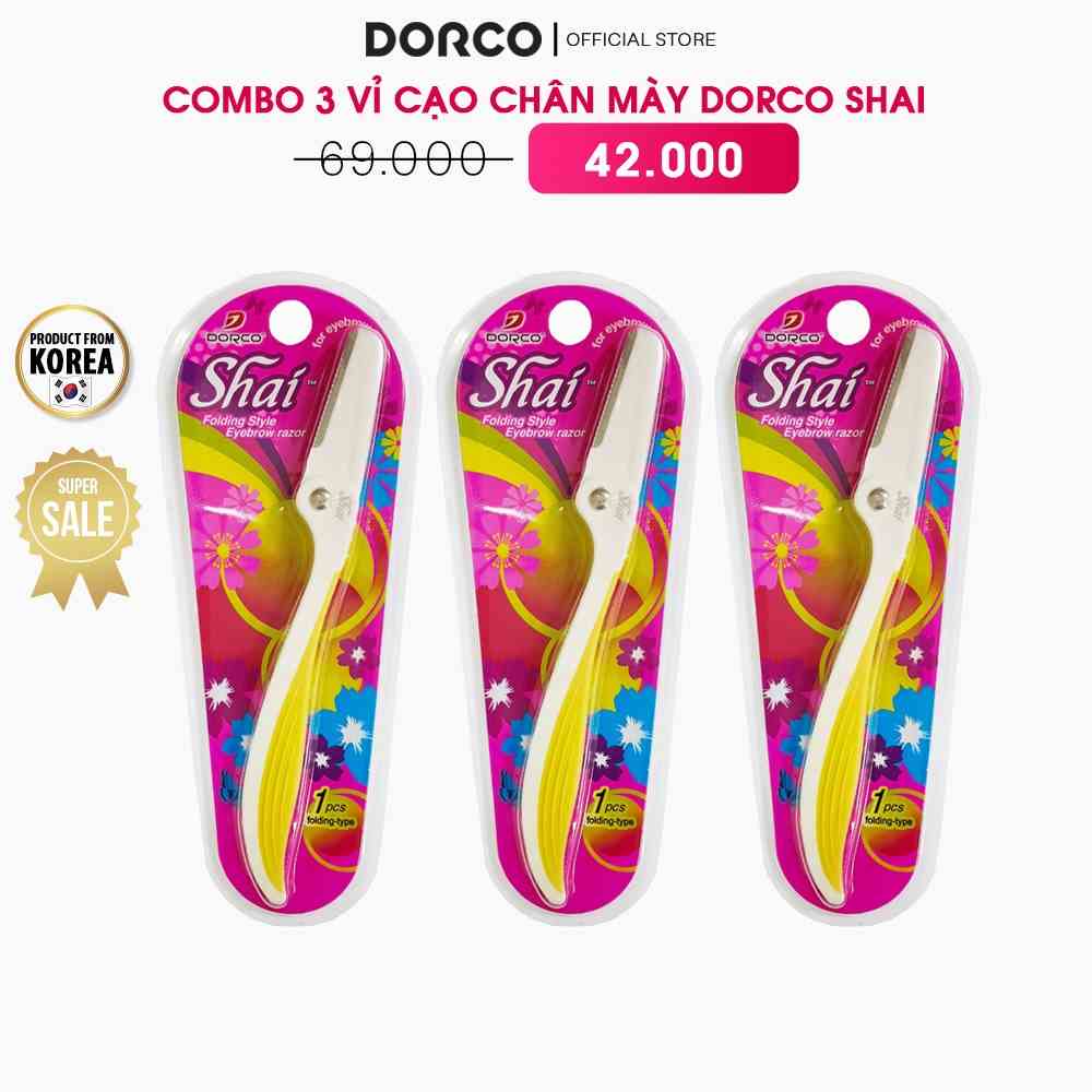 [Mã BMLTB35 giảm đến 35K đơn 99K] Combo 3 Vỉ Dao Cạo Chân Mày Dorco Shai Folding Style