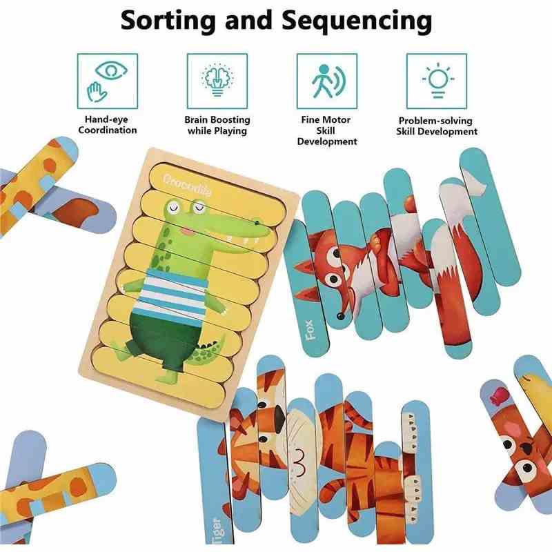 Đồ Chơi Ghép Hình Benrikids Tranh Ghép Hình Domino 3D Bằng Que Kem Gỗ 2 Mặt Cho Bé Phát Triển Tư Duy Logic Và Trí Tuệ