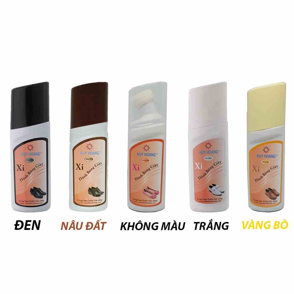 Xi nước đánh bóng Huy Hoàng màu đen, nâu, vàng bò, trắng, không màu HP9129-30-31-32-33