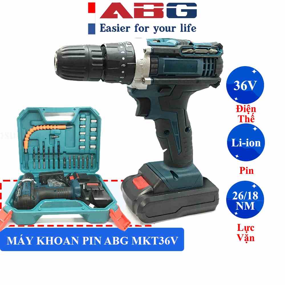 Máy Khoan Pin Đa Năng Cầm Tay ABG 36V Kèm Bộ Phụ Kiện 24 Món Siết Ốc Chuyên Dụng