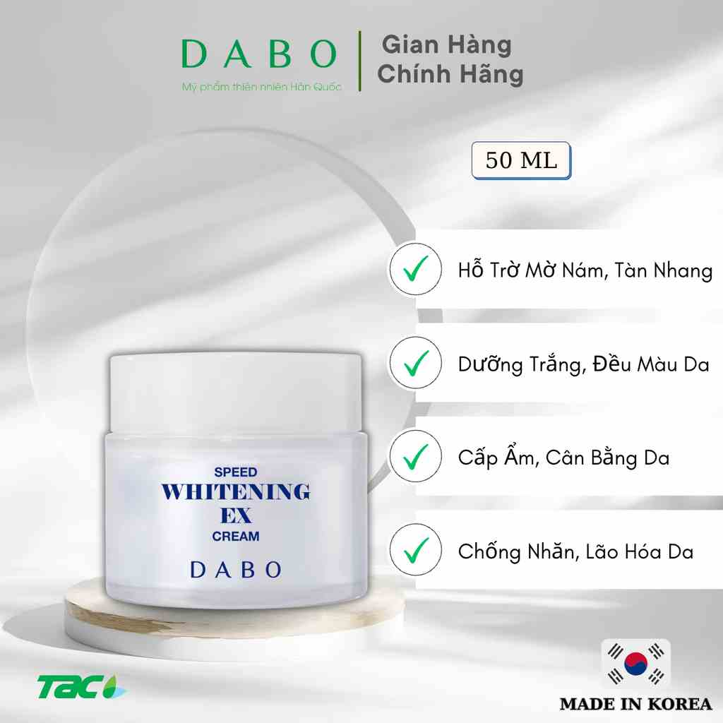 Kem đêm dưỡng trắng da, làm mờ hắc tố đen, ngừa nám Dabo Speed Whitening Ex Cream THIÊN ANH BEAUTY