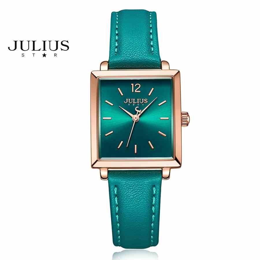 Julius Mall - Đồng Hồ Nữ mặt vuông Dây Da Julius JA-1322B Hàn Quốc