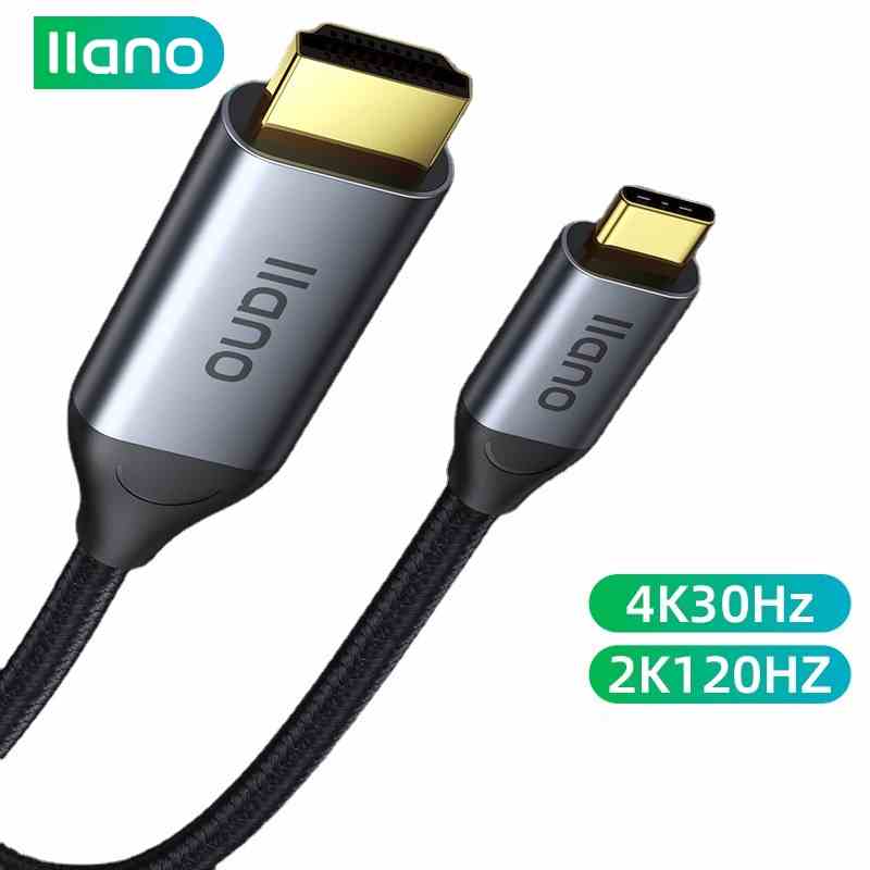 Llano Cáp chuyển đổi video 8K/60Hz 4K/30Hz 2K/120Hz đầu Type C sang HDMI 1.8m 2m DP 2m với PD