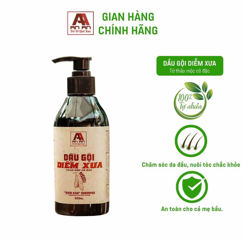 Dầu Gội Bồ Kết An An Tinh Chất Bưởi 300ml, hương thảo mộc Diễm Xưa