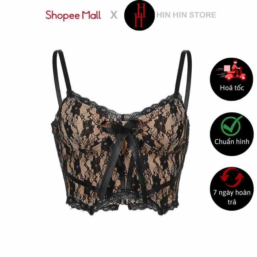 Áo croptop ren 2 dây HAC118 - Hỉn Hỉn Store