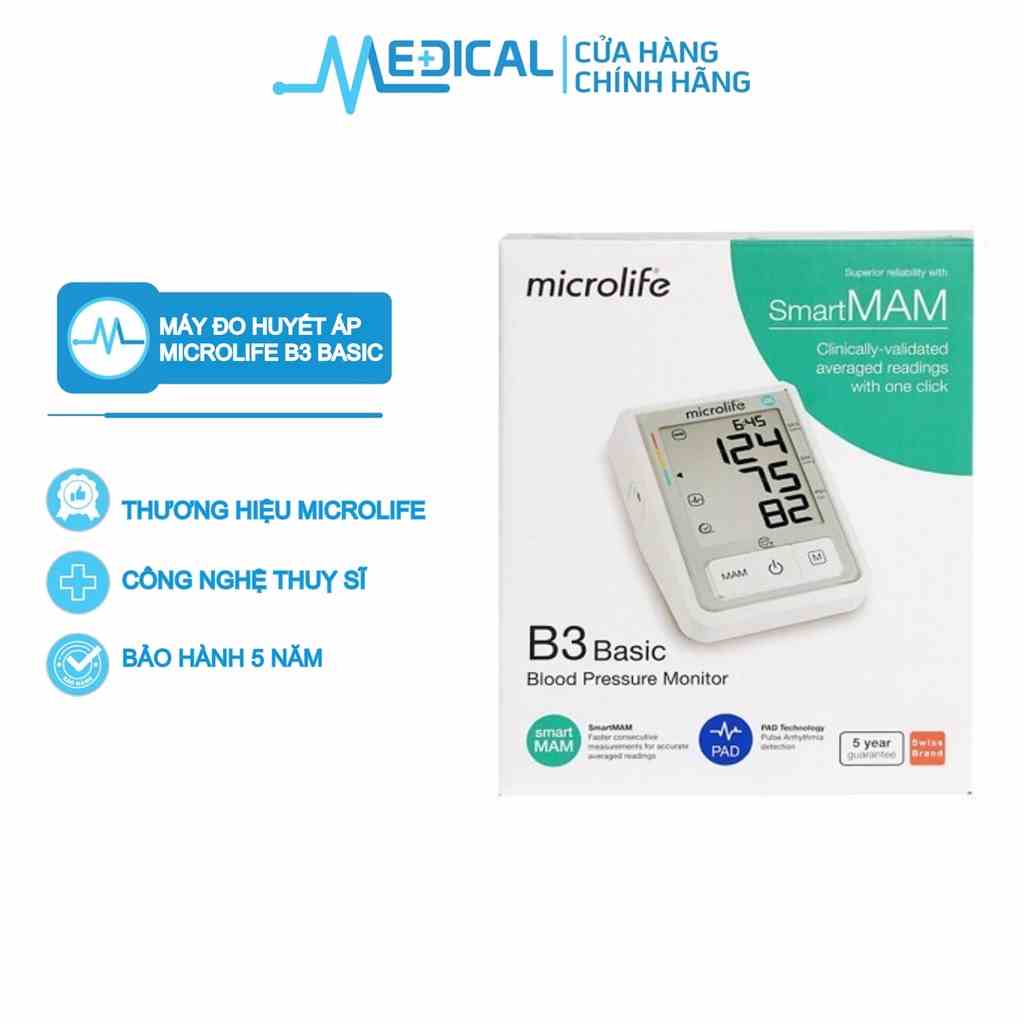 Máy đo huyết áp MICROLIFE B3 Basic công nghệ MAM thông minh đo 2 lần MEDICAL