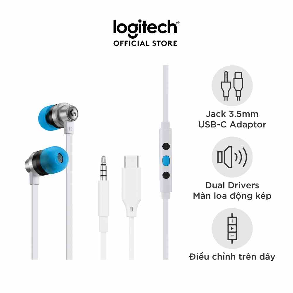 [Mã ELCL7 giảm 7% đơn 300K] Tai nghe game in-ear Logitech G333 KDA-Dual Drivers, Jack 3.5mm, Mic, điều khiển trên dây