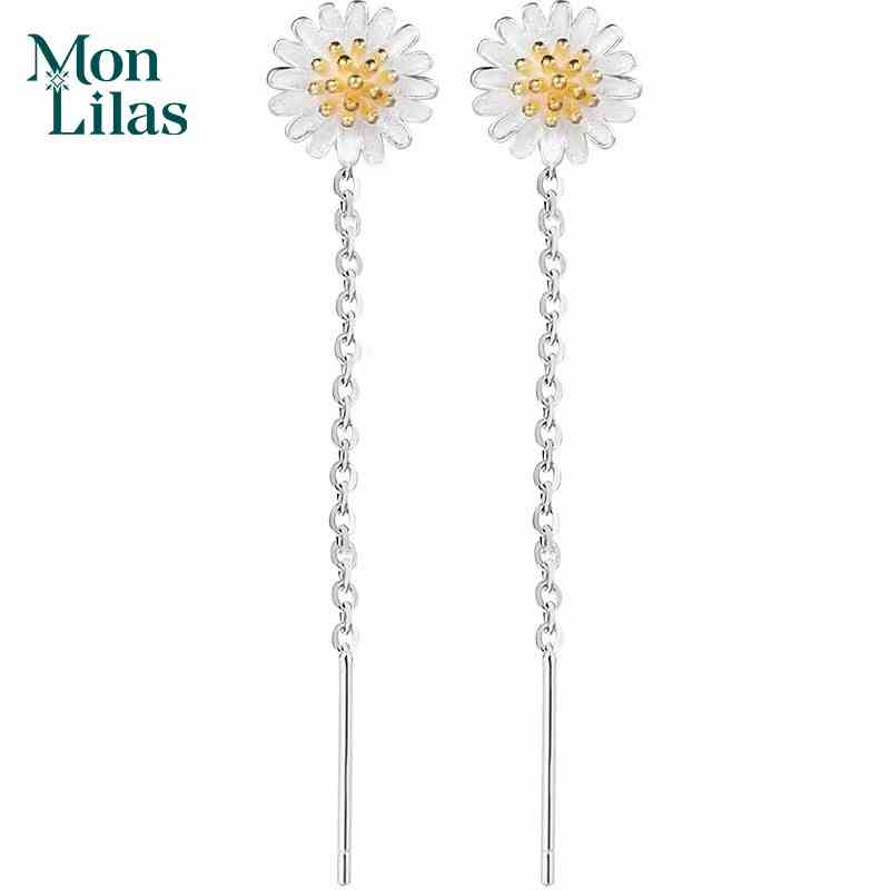 Khuyên Tai Bạc S925 Nữ Cúc Hoạ Mi Thả Dài Thanh Lịch Mon Lilas - K204009