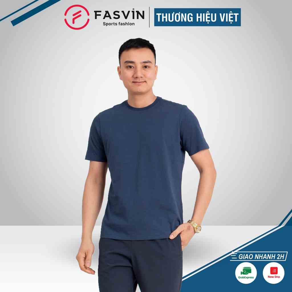 Áo phông nam cổ tròn tay ngắn Fasvin chất cotton cao cấp mềm mát co giãn dáng gọn TS20216.HN