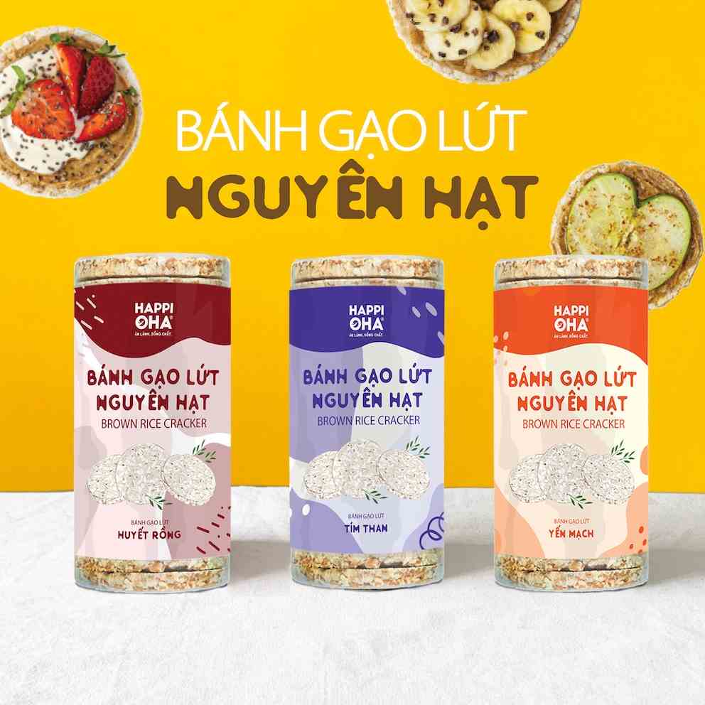 [Mã BMLTB35 giảm đến 35K đơn 99K] Bánh Gạo Lứt Nguyên Hạt HAPPIOHA 170g - Hỗ Trợ Giảm Cân Và Ăn Kiêng