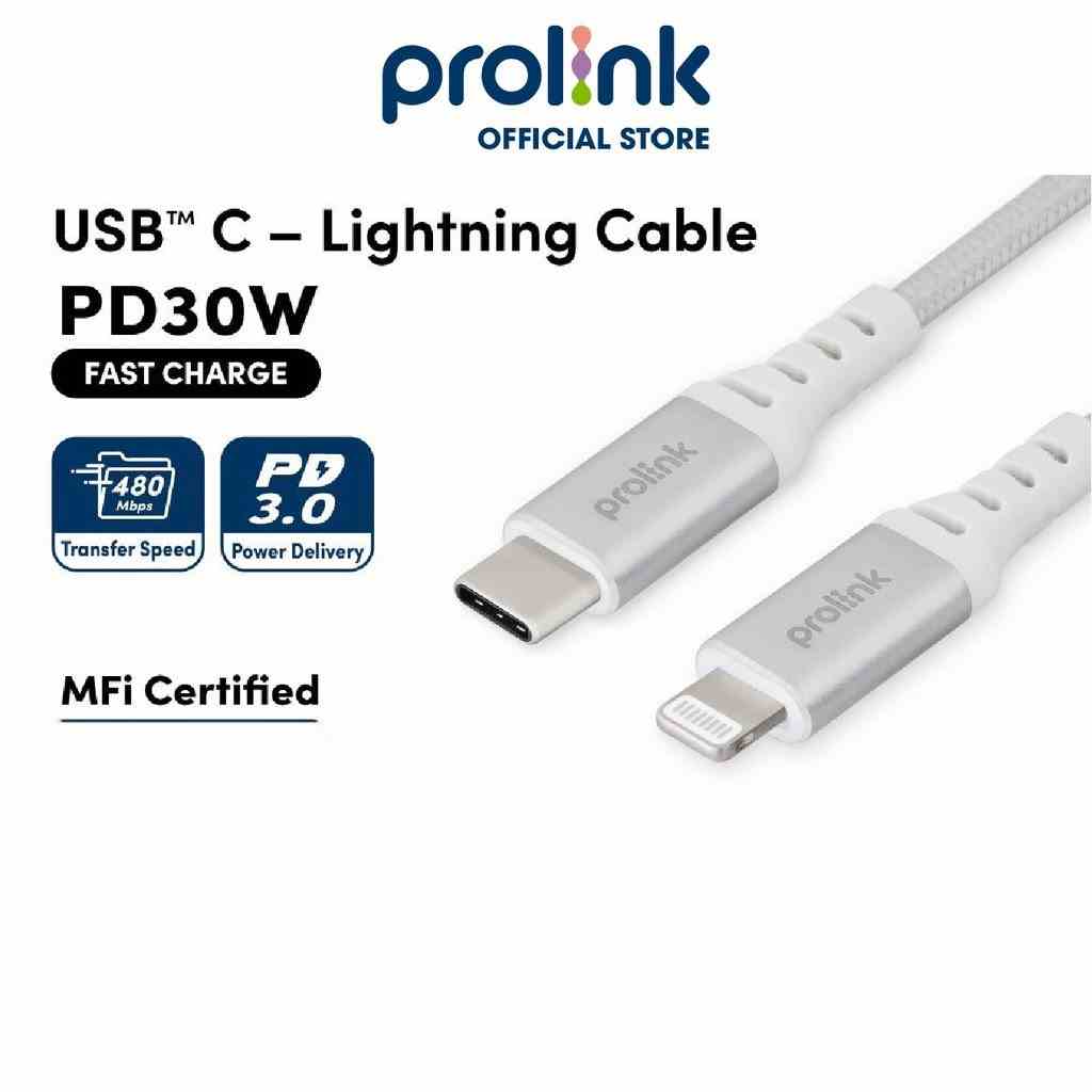 Dây sạc type C to lightning PROLiNK GCL_30_01 dài 1M, Sạc siêu nhanh 30W, Dành cho iPhone, iPad