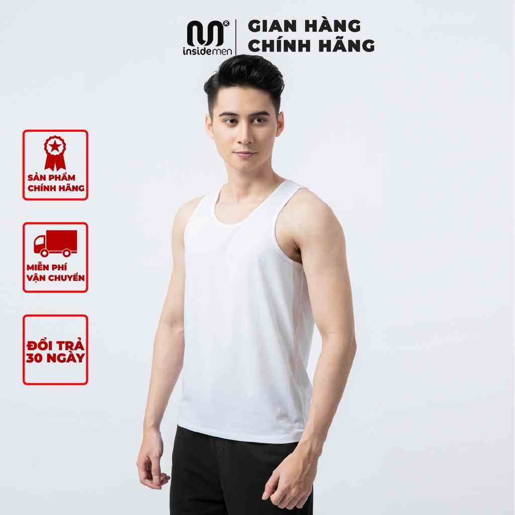 Áo ba lỗ nam INSIDEMEN tanktop tập gym 2 màu đen trắng basic dễ mặc thoáng mát thấm hút tốt ITTR01