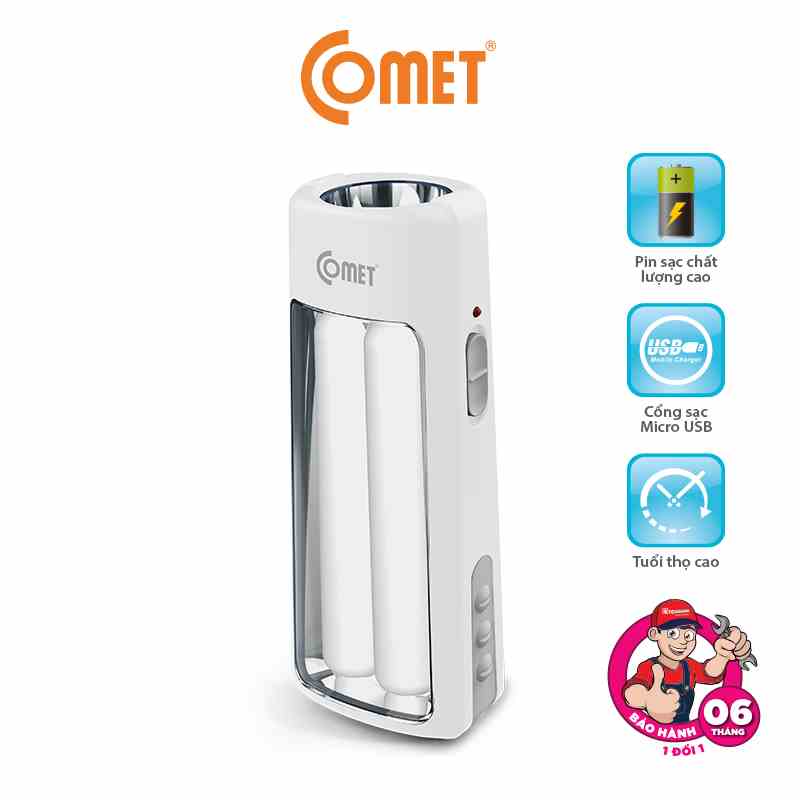 Đèn Pin Và Đèn Sạc Tích Điện Comet CRT456 6W Đèn Pin Cầm Tay Siêu Sáng