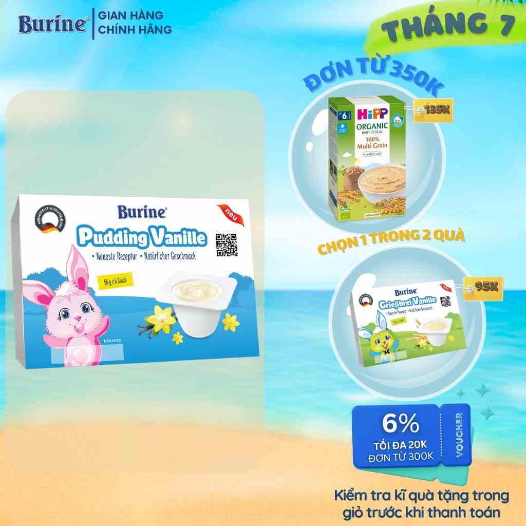 Pudding Ăn Dặm Burine Vị Vani Dành Cho Bé Từ 6 Tháng Tuổi, Giúp Cung Cấp Vitamin, Dưỡng Chất, Bổ Sung Năng Lượng