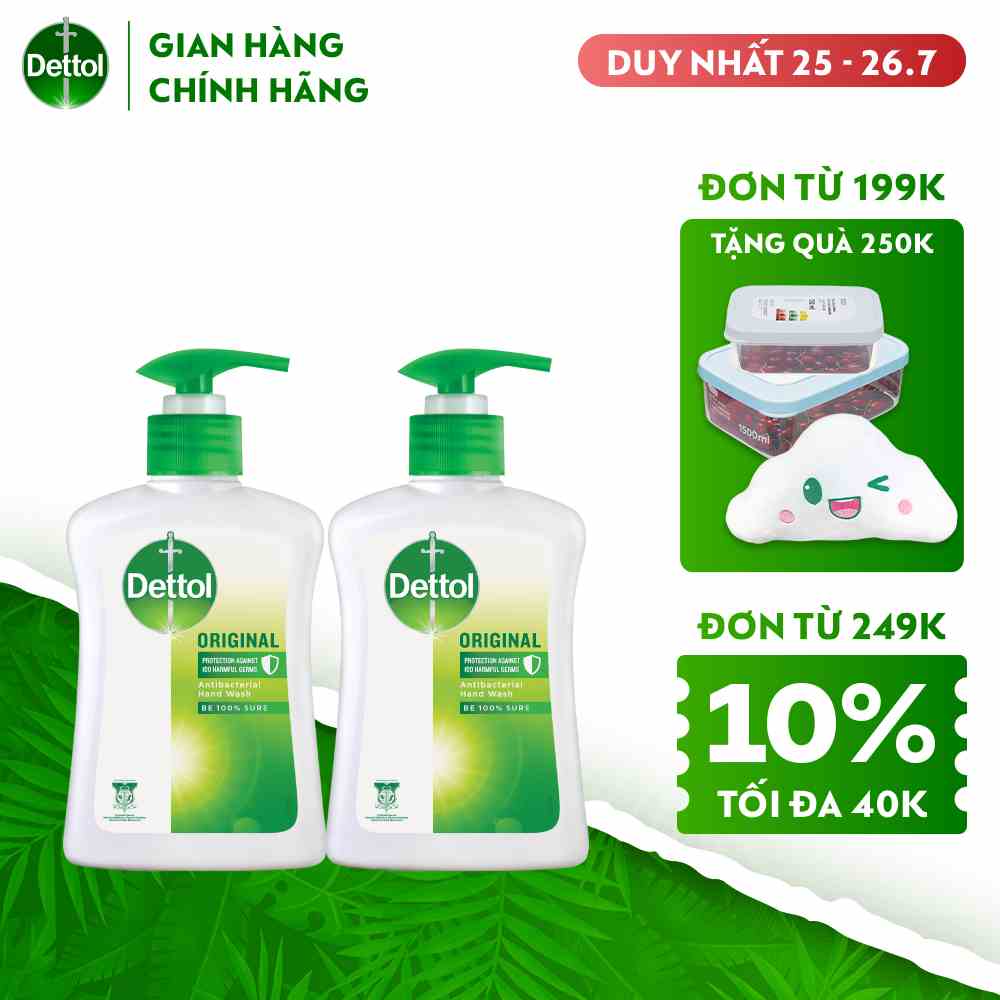 Combo 2 chai nước rửa tay Dettol kháng khuẩn - chai 250g